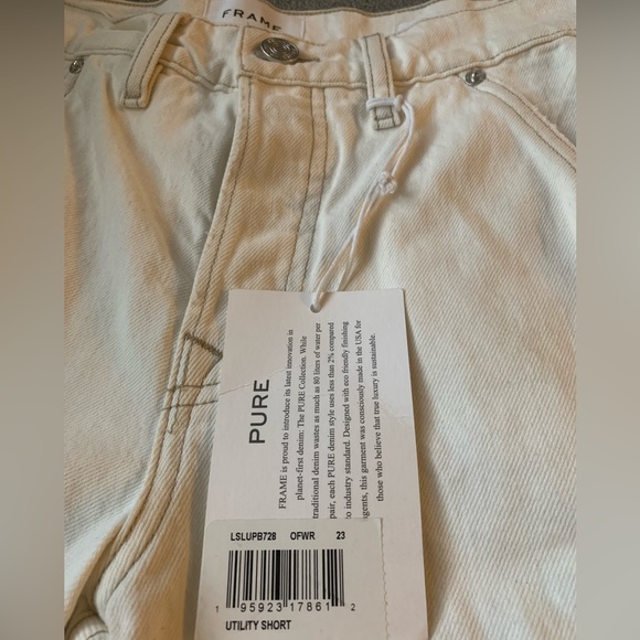 FRAME Denim Le Slouch Off White distressed Bermuda Short size 23. Retail $248 - Picture 7 of 11